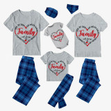 Family Matching Pajamas Exclusive Design Side By Side Or Miles Apart Family Will Always Be Connected By Heart Blue Plaid Pants Pajamas Set