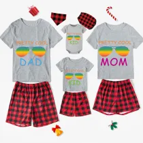 Family Matching Pajamas Exclusive Design Pretty Cool Sunglasses White Short Pajamas Set