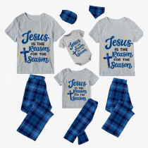 Christmas Matching Family Pajamas Jesus Is The Reason For The Season Gray Short Pajamas Set
