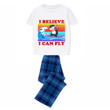 Family Matching Pajamas Exclusive Design I Believe I Can Fly Blue Plaid Pants Pajamas Set