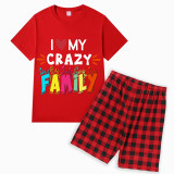 Family Matching Pajamas Exclusive Design I Love My Crazy Family Red Short Pajamas Set