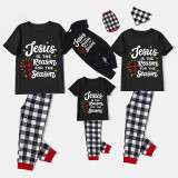 Christmas Matching Family Pajamas Jesus Is The Reason For The Season Black Short Pajamas Set