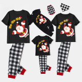 Christmas Matching Family Pajamas HO HO HO Sant Short Black Pajamas Set