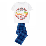 Family Matching Pajamas Exclusive Design Together We Are Family Bonded By Love Blue Plaid Pants Pajamas Set