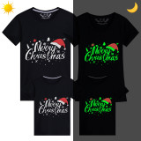 Family Matching Christmas Tops Exclusive Design Luminous Merry Christmas Hat Family Christmas T-shirt