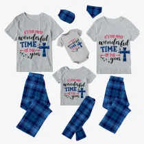 Christmas Matching Family Pajamas It's The Most Wonderful Time of The Year Crosses Gray Short Pajamas Set