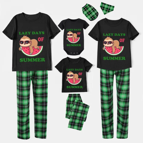 Family Matching Pajamas Exclusive Design Lazy Days Of Summer Black Pajamas Set