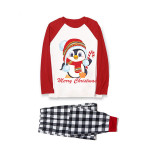 Christmas Matching Family Pajamas Merry Christmas Hat Penguin White Top Pajamas Set
