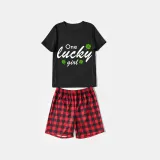 Family Matching Pajamas Exclusive Design One Lucky Black And Red Plaid Pants Pajamas Set