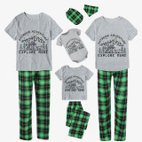 Family Matching Pajamas Exclusive Design Extreme Adventure Explore More Green Plaid Pants Pajamas Set
