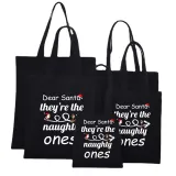 Christmas Eco Friendly Dear Santa We are Naughty Ones Handle Canvas Tote Bag