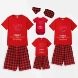 Family Matching Pajamas Exclusive Design Family Over Everthing Tree Red Short Pajamas Set