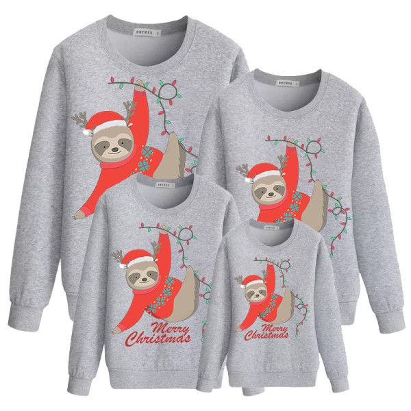 Family Matching Christmas Tops Exclusive Design Merry Christmas Light Strings Sloths Family Christmas Sweatshirt