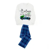 Christmas Matching Family Pajamas Belive In the Magic Truck Black Short Plaids Pants Pajamas Set