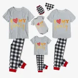 Family Matching Pajamas Exclusive Design I Love My Family Gray Short Long Pajamas Set