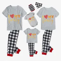 Family Matching Pajamas Exclusive Design I Love My Family Gray Short Long Pajamas Set