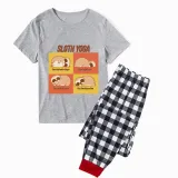 Family Matching Pajamas Exclusive Design Sloth Yoga Gray Short Long Pajamas Set