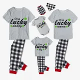 Family Matching Pajamas Exclusive Design One Lucky Gray Short Long Pajamas Set