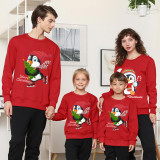 Family Matching Christmas Tops Exclusive Design Skating Penguin Family Christmas Sweatshirt