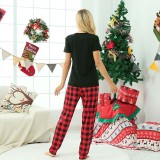 Family Matching Pajamas Exclusive Design Sloth Black And Red Plaid Pants Pajamas Set