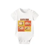Family Matching Pajamas Exclusive Design Sloth Yoga White Short Pajamas Set