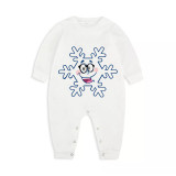 Christmas Matching Family Pajamas Cartoon Snowflake White Top Pajamas Set