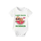 Family Matching Pajamas Exclusive Design Lazy Days Of Summer White Short Long Pajamas Set