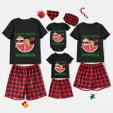 Family Matching Pajamas Exclusive Design Lazy Days Of Summer Black And Red Plaid Pants Pajamas Set