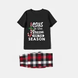 Christmas Matching Family Pajamas Jesus Is The Reason For The Season Black Short Pajamas Set