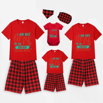 Family Matching Pajamas Exclusive Design I'm Not Lazy I'm On Energy Saving Mode Red Short Pajamas Set