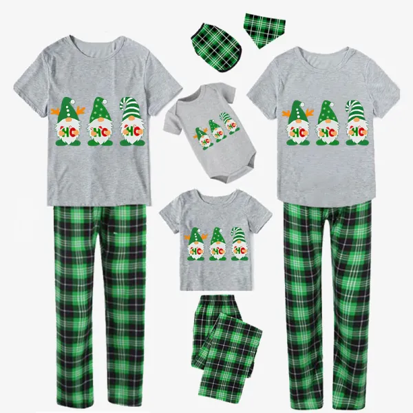 Christmas Matching Family Pajamas HO HO HO Gnomies Gray Short Pajamas Set