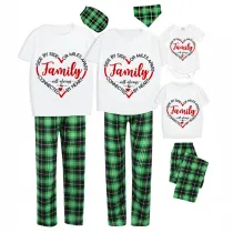 Family Matching Pajamas Exclusive Design Side By Side Or Miles Apart Family Will Always Be Connected By Heart Green Plaid Pants Pajamas Set