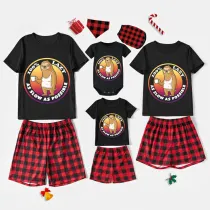Family Matching Pajamas Exclusive Design 100% Lazy As Slow As Possible Black And Red Plaid Pants Pajamas Set
