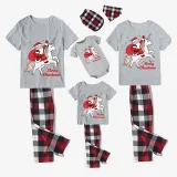 Christmas Matching Family Pajamas Merry Christmas Unicorn Santa Gray Short Pajamas Set