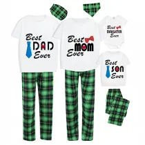 Family Matching Pajamas Exclusive Design Best One Ever Green Plaid Pants Pajamas Set