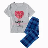 Family Matching Pajamas Exclusive Design Family Over Everthing Tree Blue Plaid Pants Pajamas Set