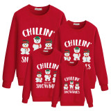 Family Matching Christmas Tops Exclusive Design Chillin iwth Three Snowmies Family Christmas Sweatshirt