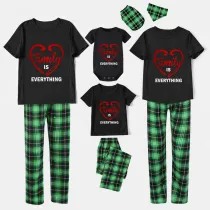 Family Matching Pajamas Exclusive Design Love Heart Black Pajamas Set