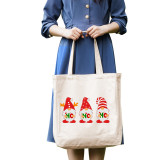 Christmas Eco Friendly HO HO HO Gnomies Handle Canvas Tote Bag
