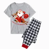 Christmas Matching Family Pajamas Merry Christmas Santa Reindeer Short Gray Pajamas Set