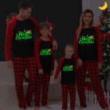 Christmas Matching Family Pajamas Luminous Glowing Merry Christmas Hat Black Pajamas Set