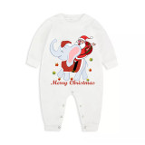 Christmas Matching Family Pajamas Merry Christmas Elephant Santa White Top Pajamas Set