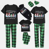 Christmas Matching Family Pajamas Chillin with Five Snowimes Black Short Pajamas Set