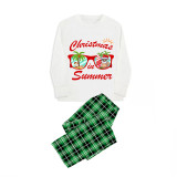 Christmas Matching Family Pajamas Holiday Christmas Summer Green Plaids Pajamas Set
