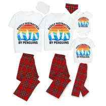 Family Matching Pajamas Exclusive Design Easily Distracted By Penguin White Short Long Pajamas Set