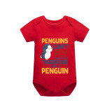 Family Matching Pajamas Exclusive Design Penguins Can't Fly I Can't Fly Therefore I Am A Penguin Red Short Pajamas Set