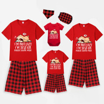 Family Matching Pajamas Exclusive Design I'm Not Lazy I'm Just On Power Saving Mode Red Short Pajamas Set