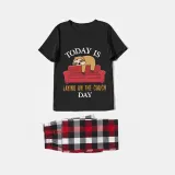 Family Matching Pajamas Exclusive Design Today Is Laying On The Couch Day Black Pajamas Set