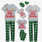 Christmas Matching Family Pajamas Merry Christmas Antler Short Pajamas Set