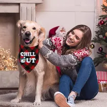 4 Pieces Chillin Out Christmas Pet Scarf  Dog Bandanas